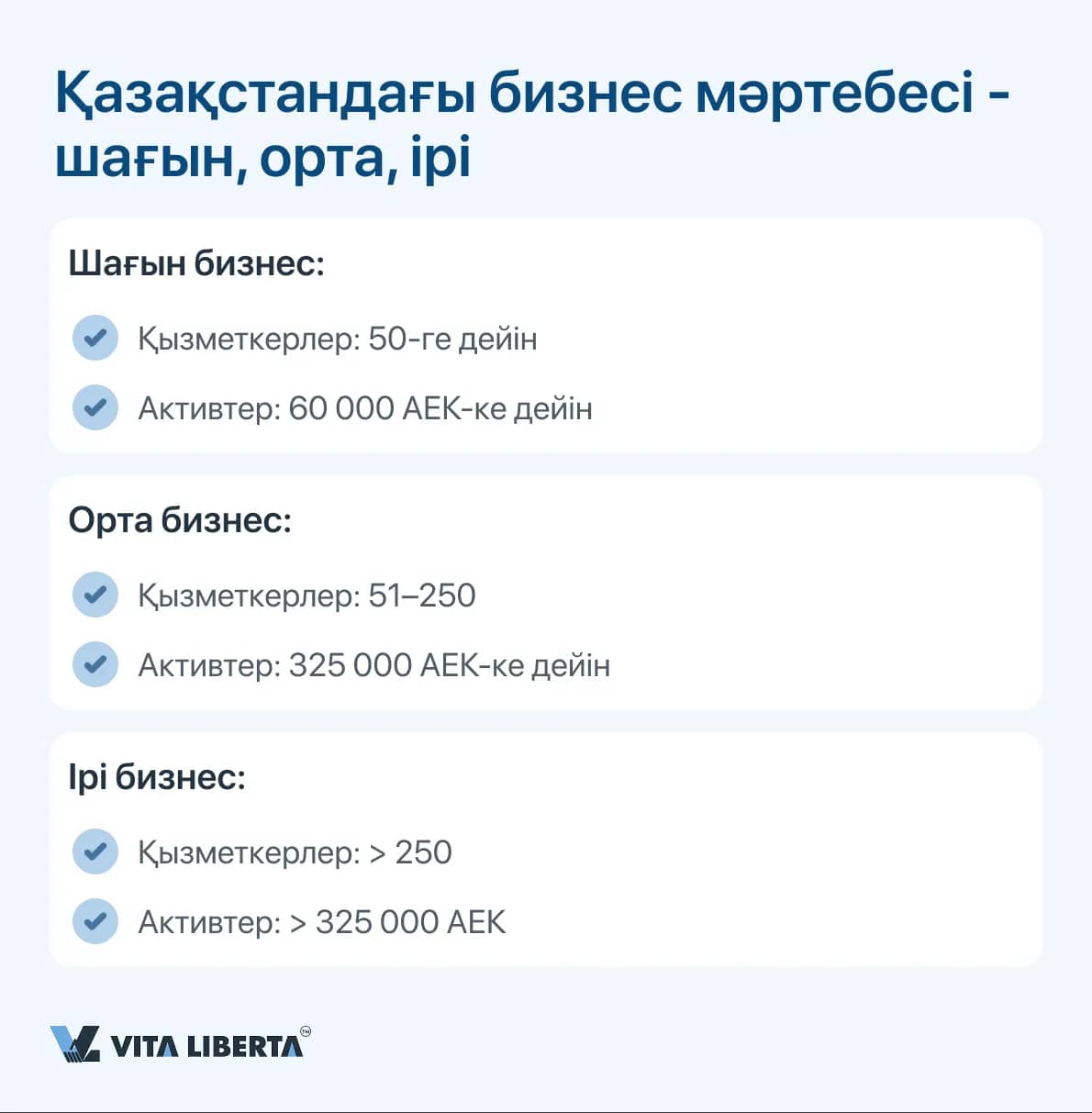 Қазақстандағы бизнес мәртебесі - шағын, орта, ірі