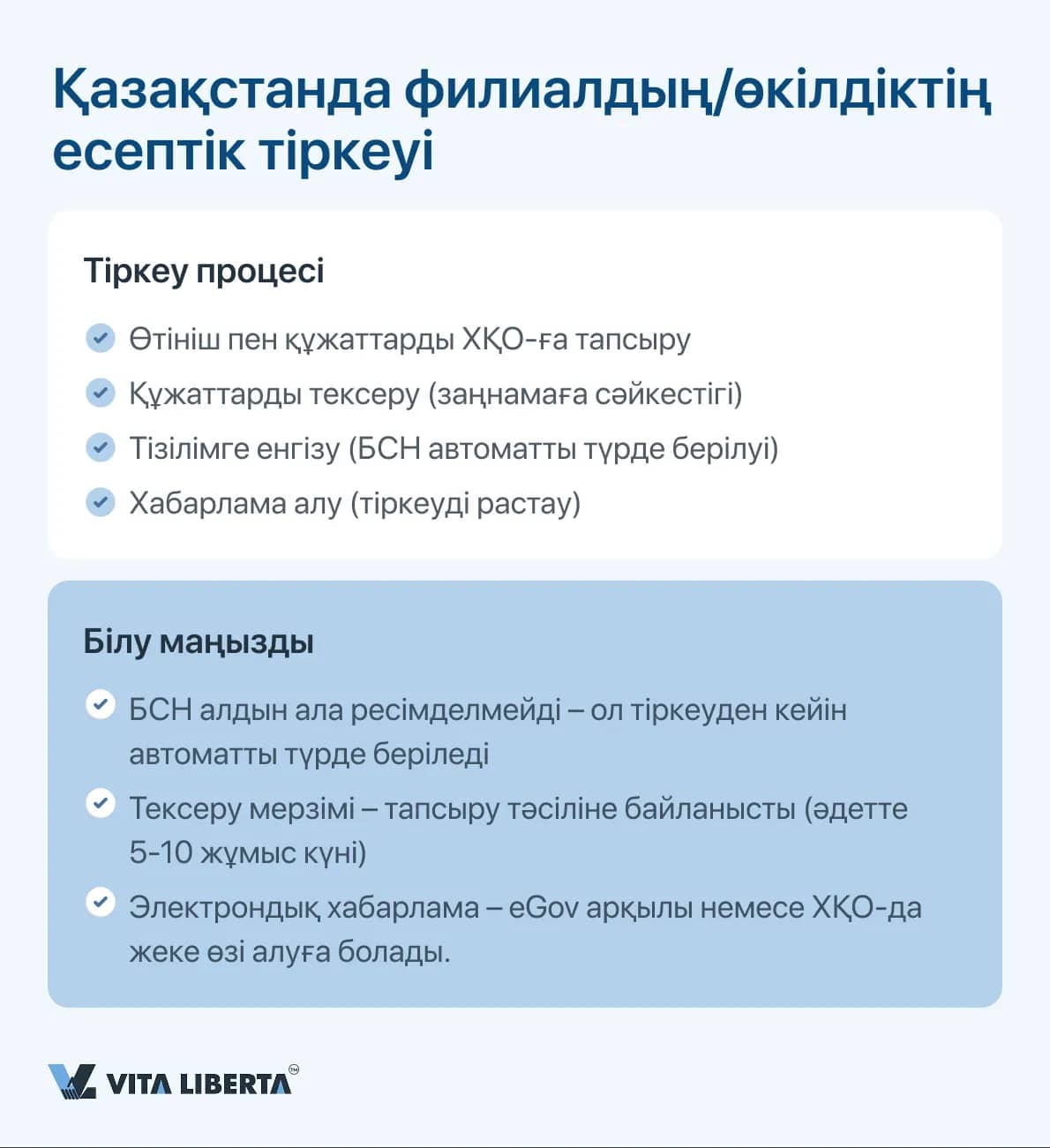 Қазақстанда филиалдыңөкілдіктің есептік тіркеуі