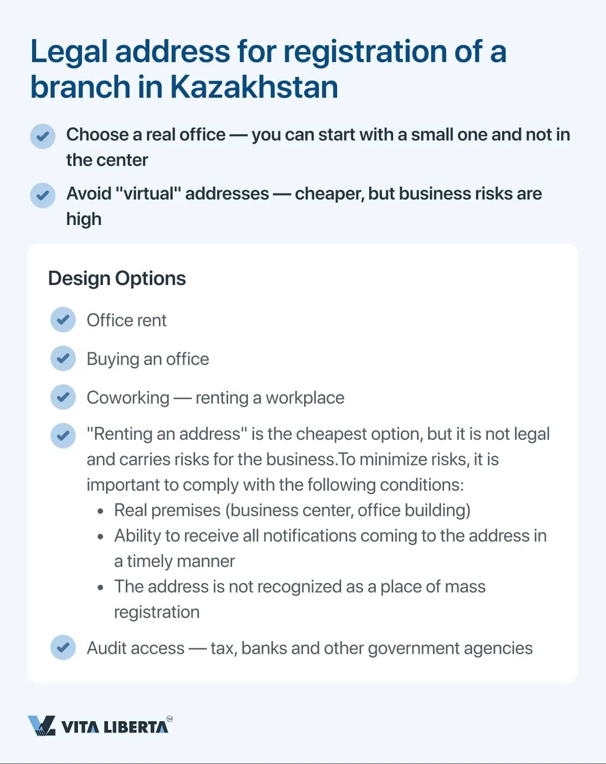 Legal address for registration of a branch in Kazakhstan