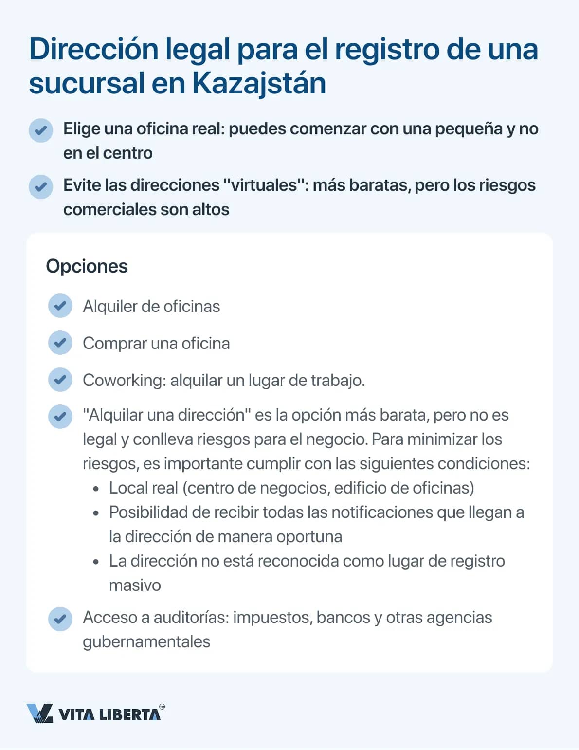 Dirección legal para el registro de una sucursal en Kazajstán