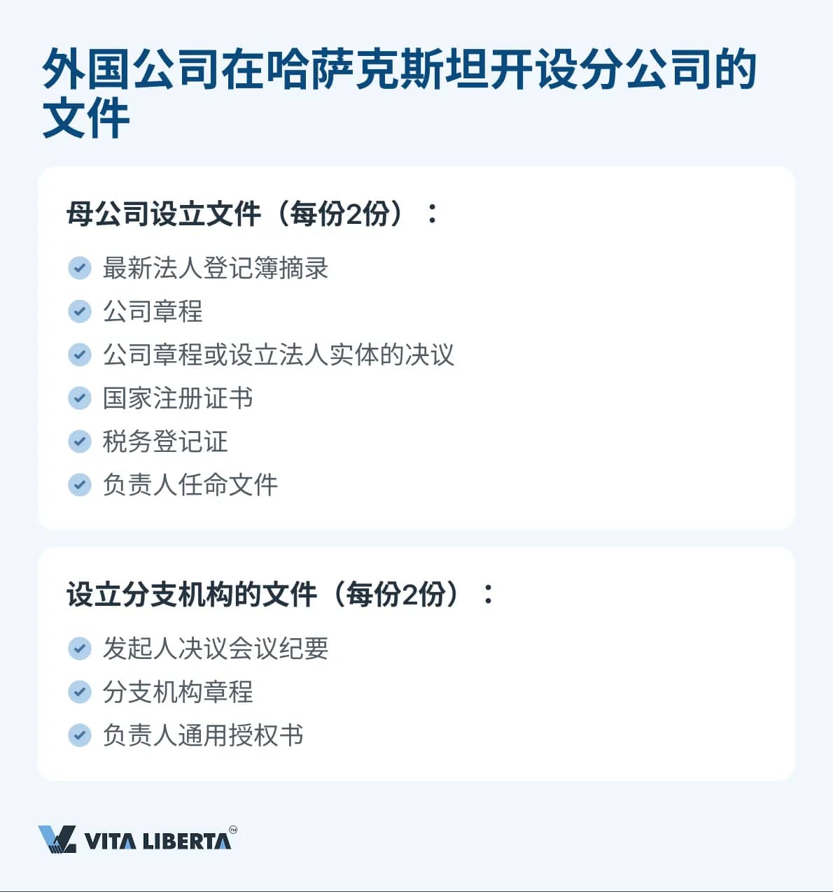 外国公司在哈萨克斯坦开设分公司的文件