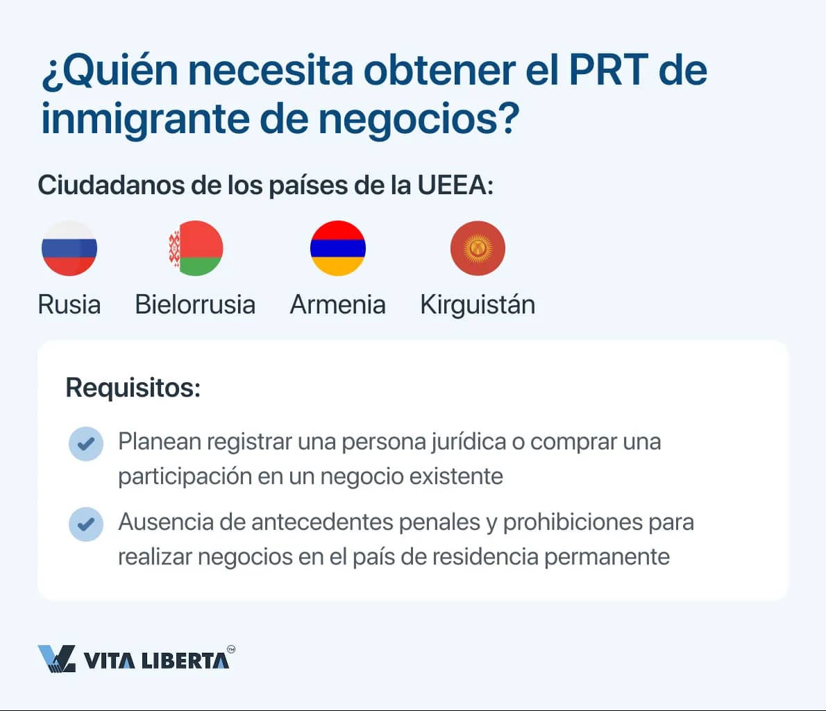 ¿Quién necesita obtener el PRT de inmigrante de negocios