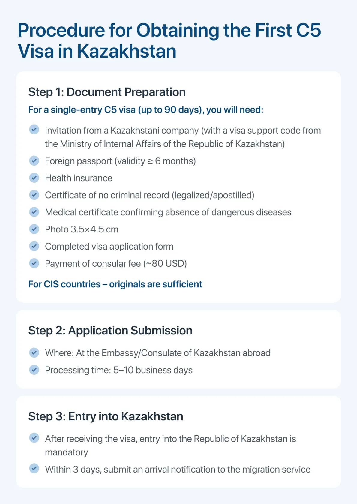 Procedure for Obtaining the First C5 Visa in Kazakhstan