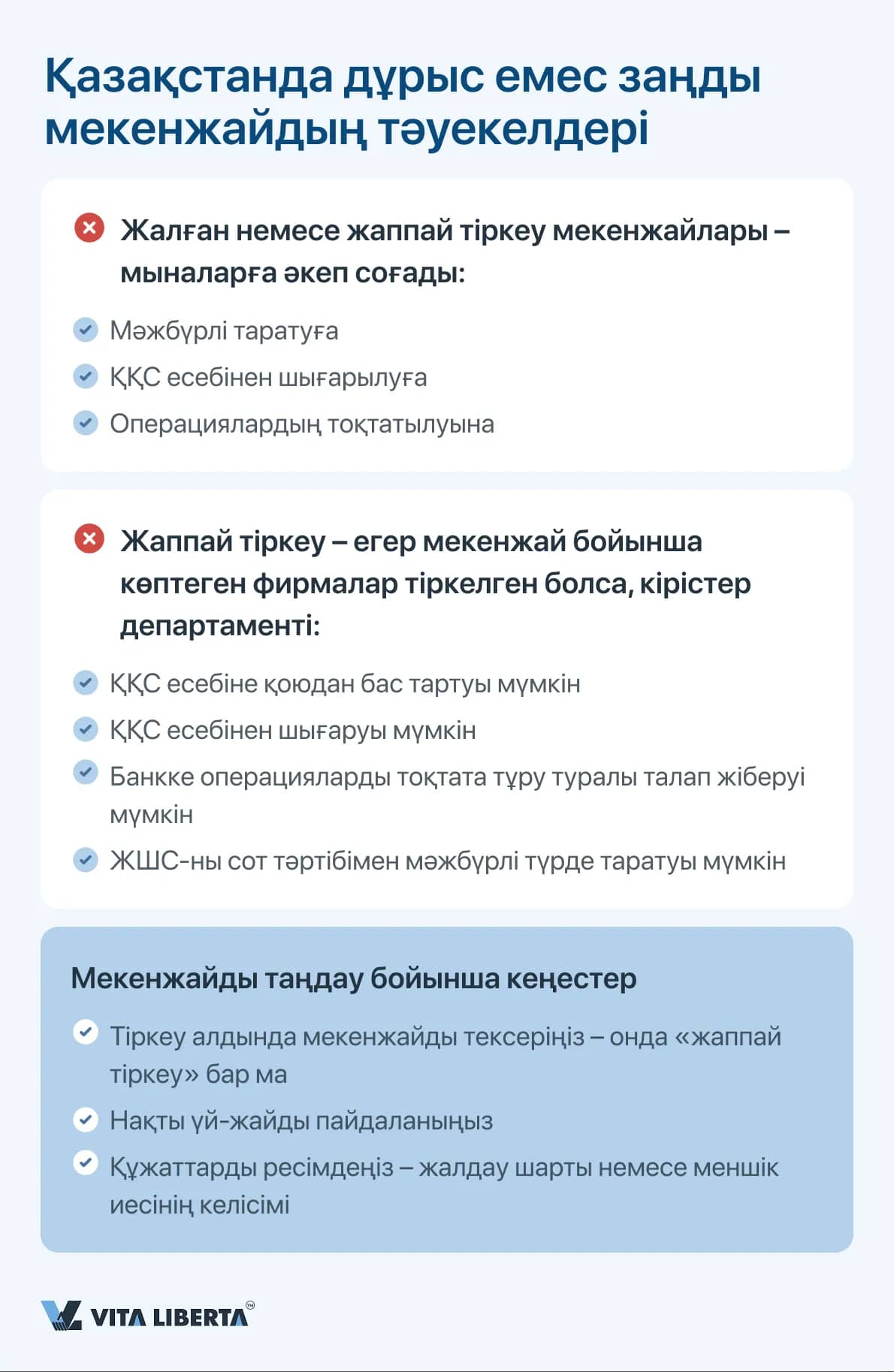 Қазақстанда дұрыс емес заңды мекенжайдың тәуекелдері